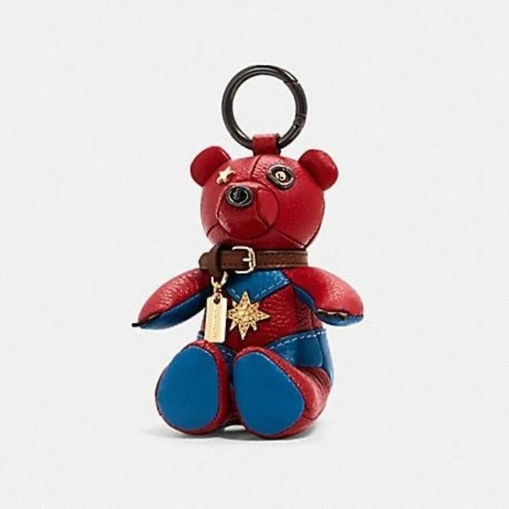 COACH MARVEL CAROL DANVERS COLLECTIBLE BEAR BAG CHARM KEYCHAIN NWT
